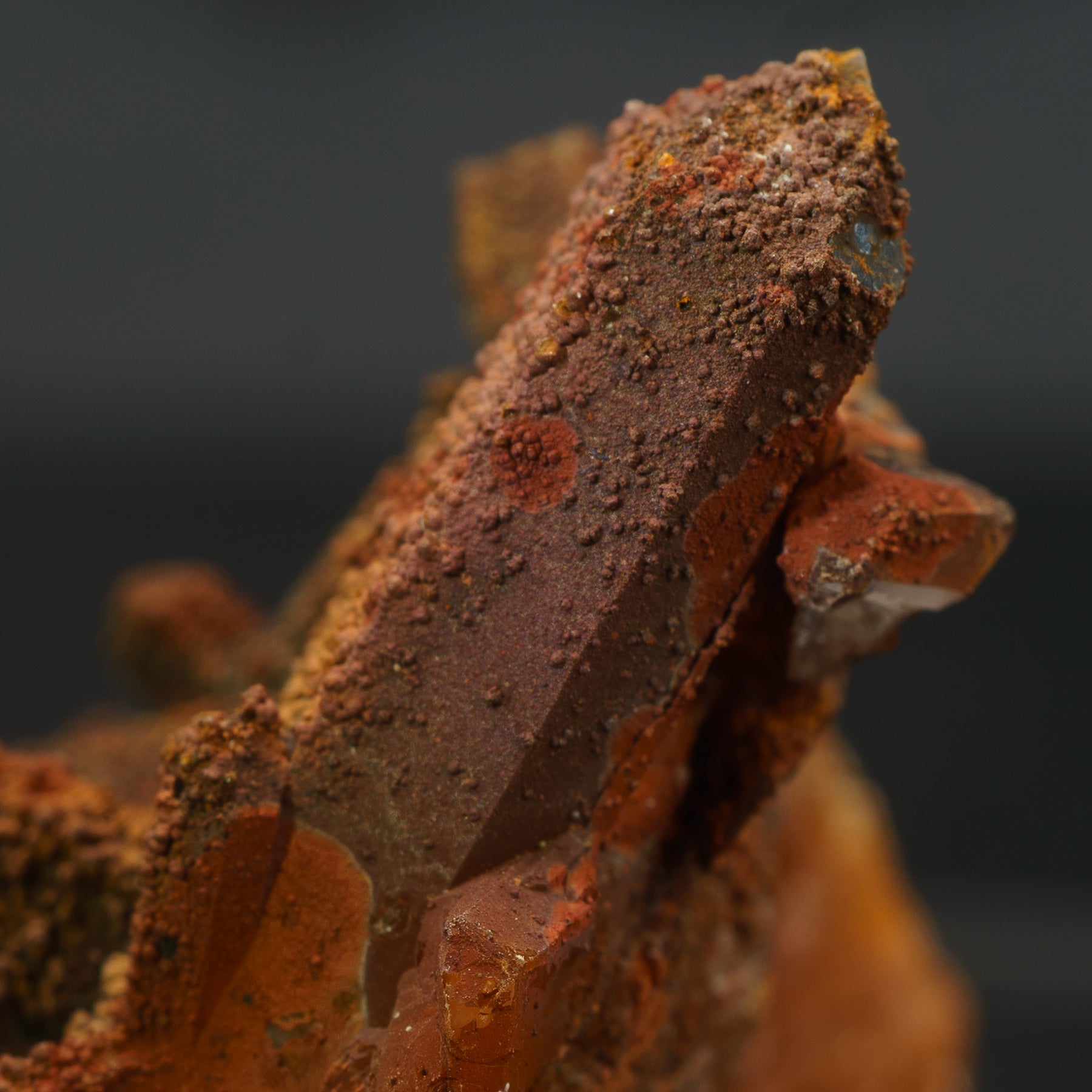 Smoky Quartz with Black Hematite, Malachite & Orange Iron Oxide 37g