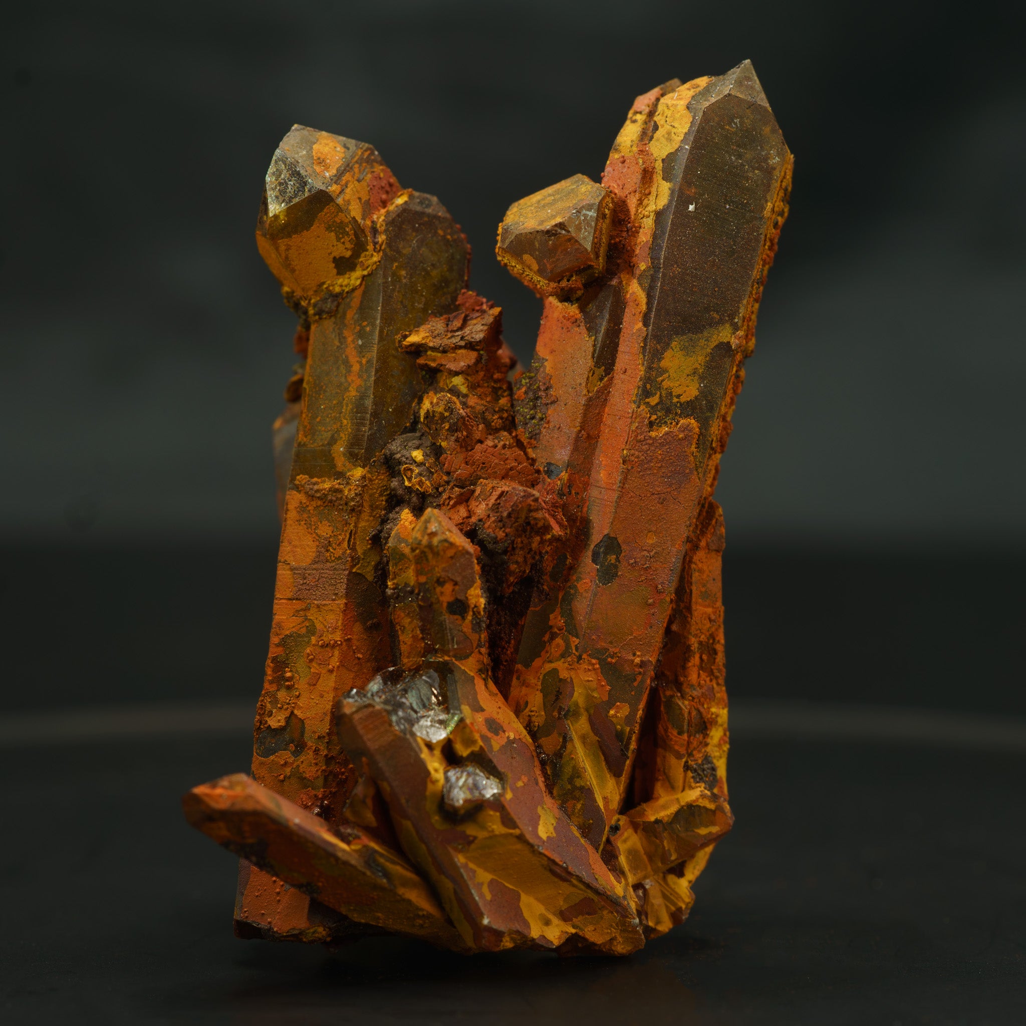 Smoky Quartz with Limonite, Hematite & Orange Iron Oxide 48g