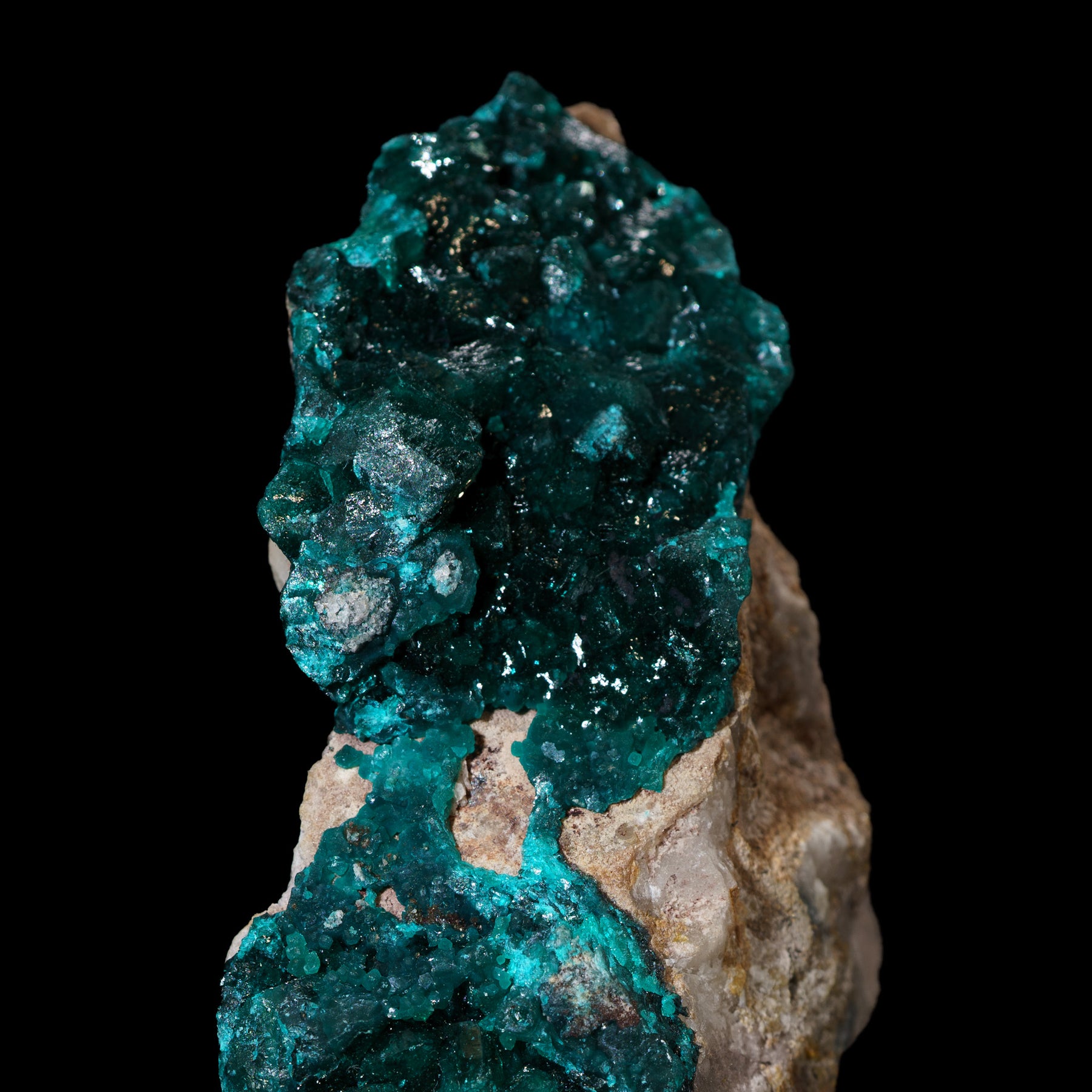 Dioptase on Dolomite Matrix - Mineral Specimen