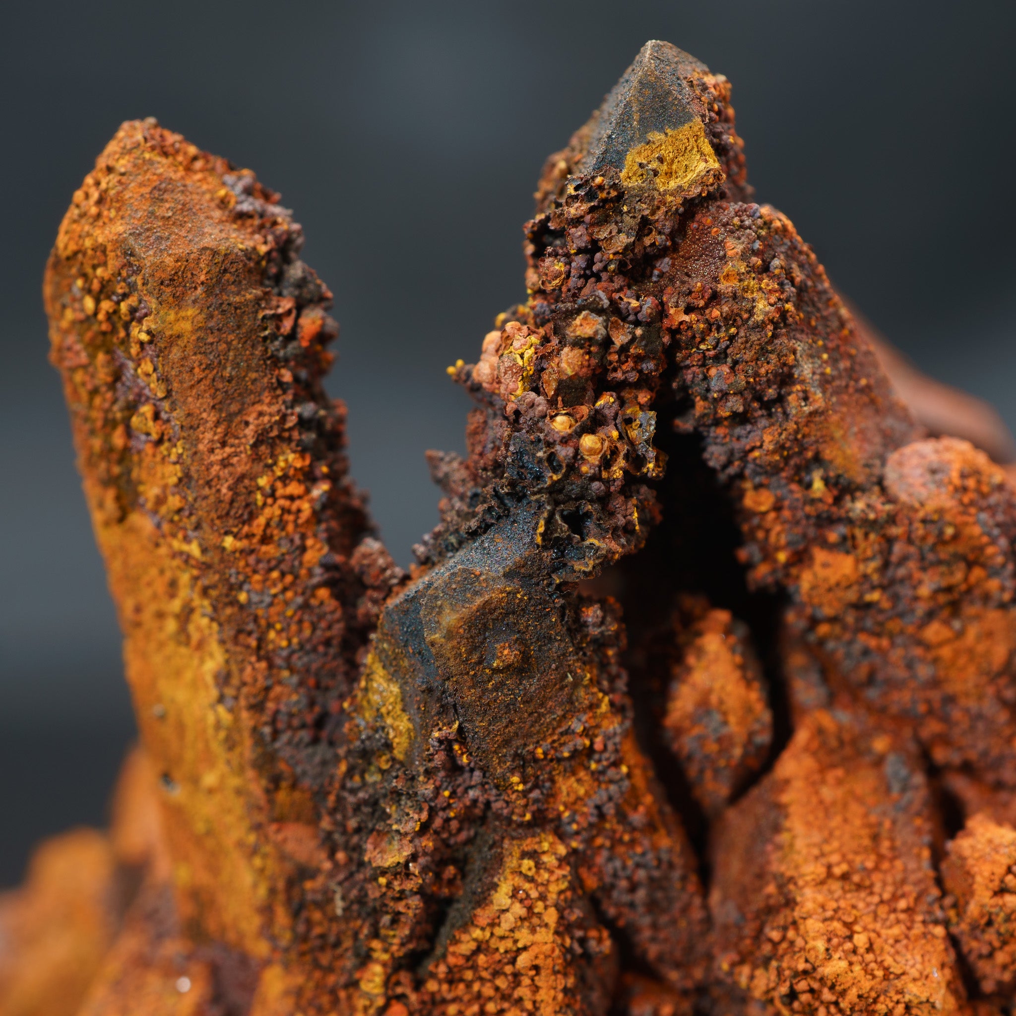 Smoky Quartz with Black Hematite & Orange Iron Oxide 111g