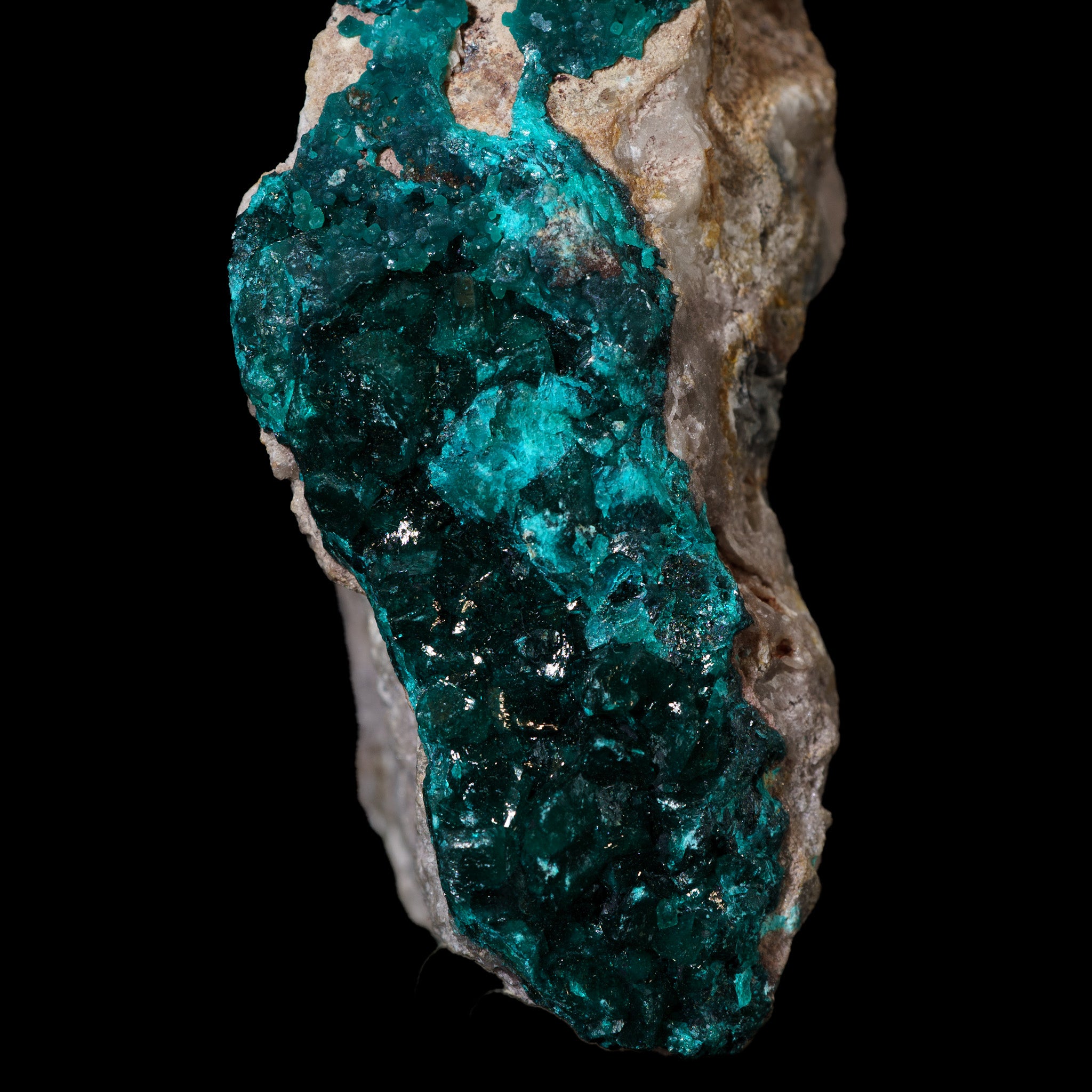 Dioptase on Dolomite Matrix - Mineral Specimen